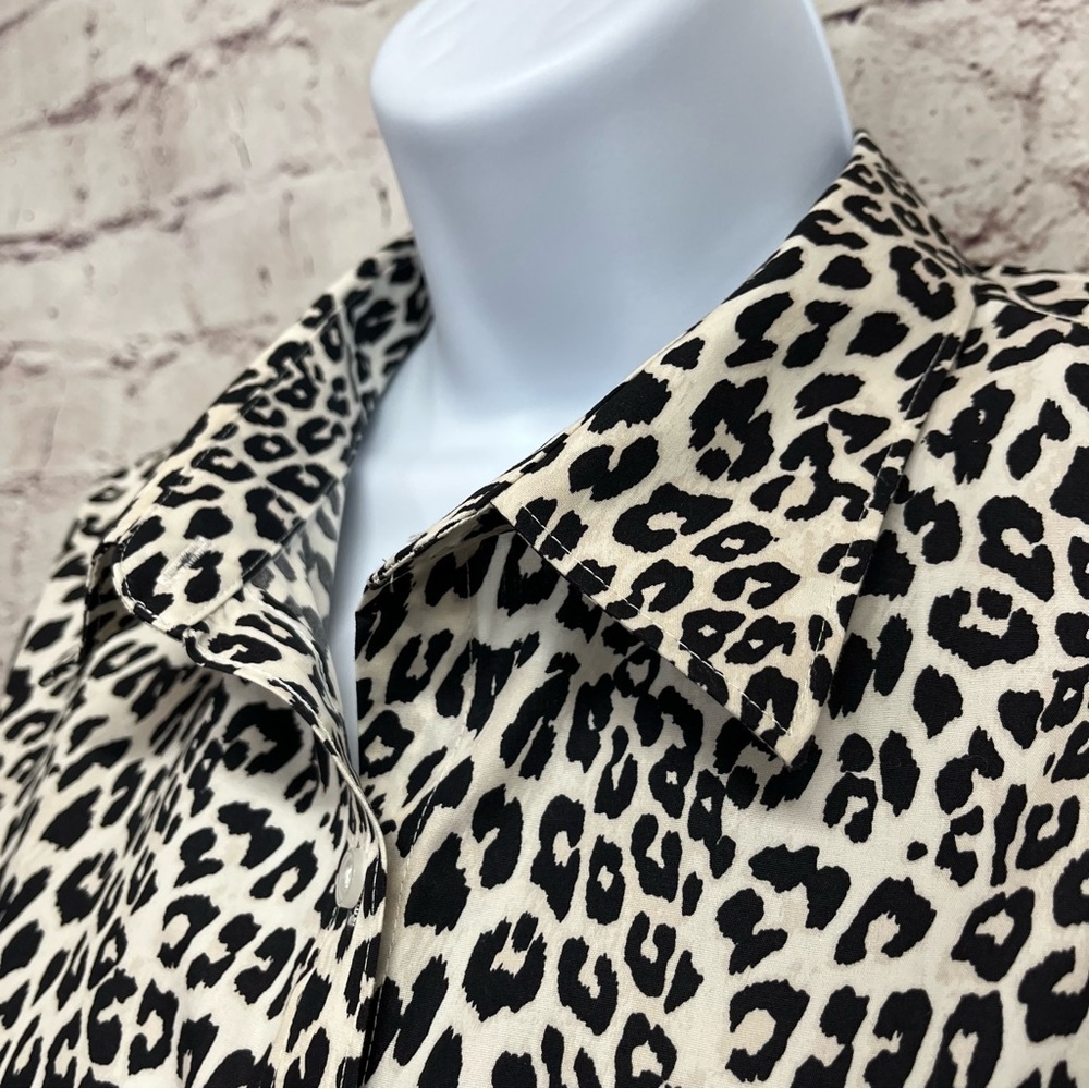 Lands End Leopard Print Button Front Long Sleeve … - image 4